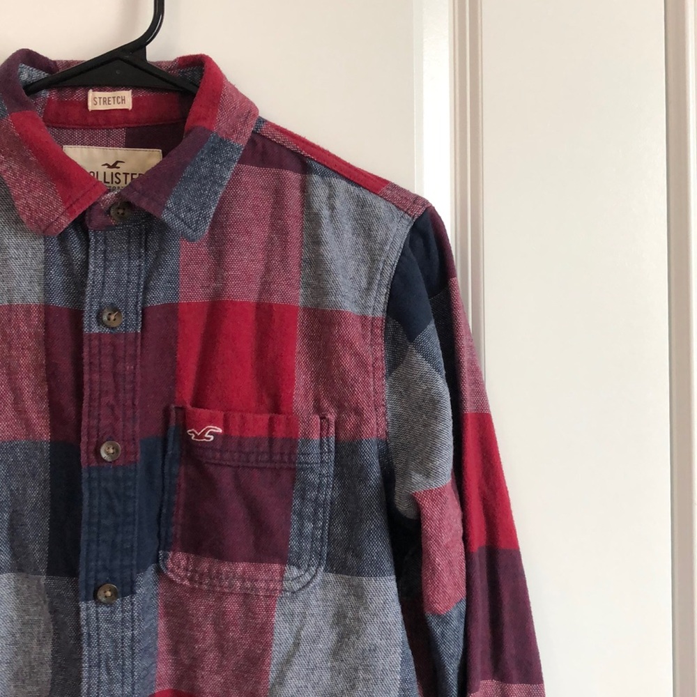 new condition men’s red and blue plaid flannel